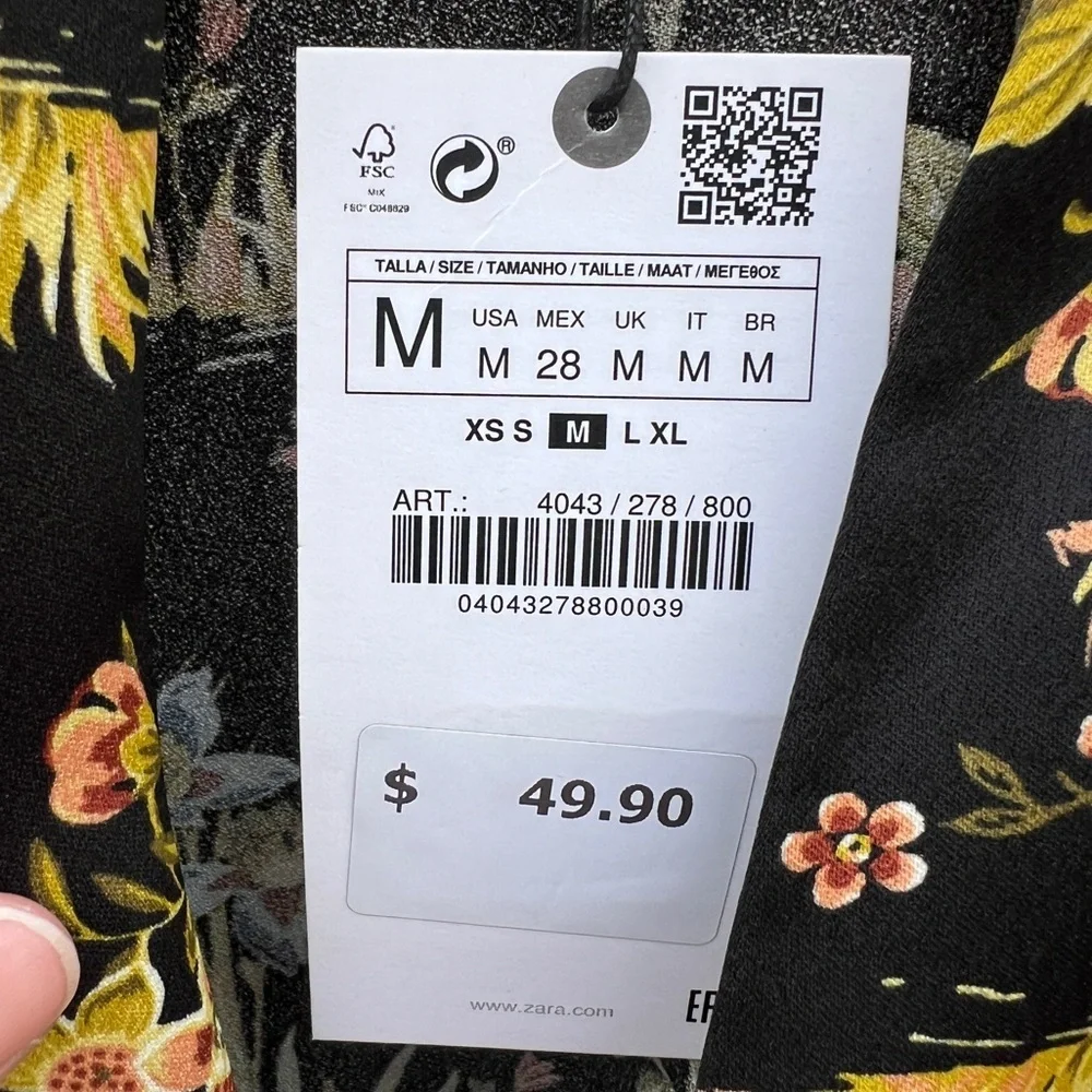 ZARA FLORAL WOMEN'S BLOUSE SIZE SMALL AND MEDIUM NWT CROP TIE WAIST - Picture 8 of 11